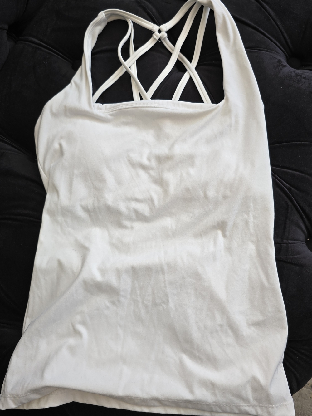 Buffbunny Collection White Racerback Athletic Tank Top Scoop Neck Stretch Small